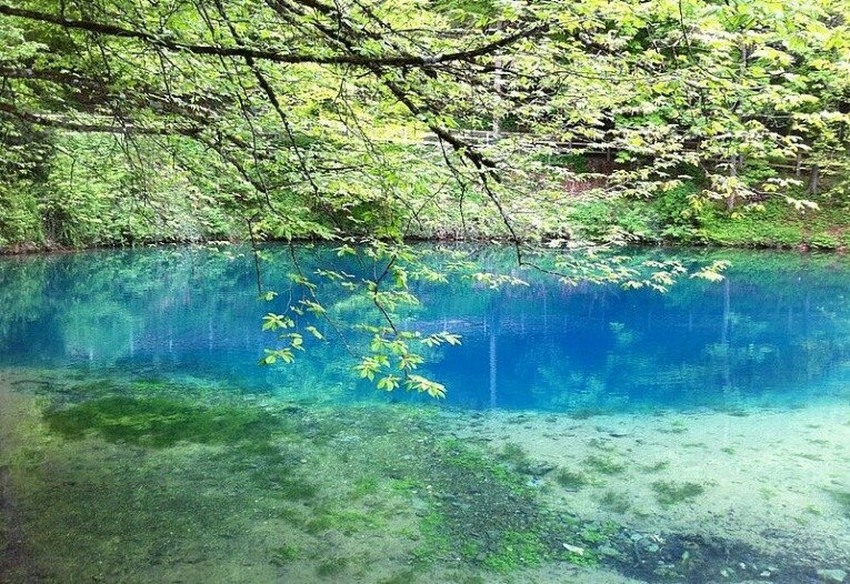 Der Blautopf schimmert blaugrün